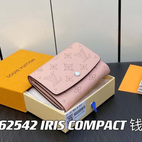【原单精品】M62542粉色 全皮翻盖钱包系列 IRIS COMPACT 钱夹