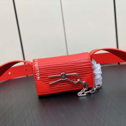 【原单精品】M23837红色全皮 水波纹迷你男包 小费包 micro steamer 手袋