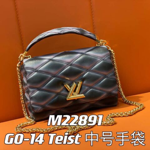 【原单精品】M22890 全皮菱格链条包系列 GO-14 Teist 中号手袋 M22891