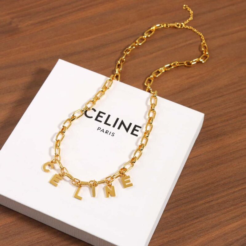 新款 Celine瑟琳流苏金色字母项链