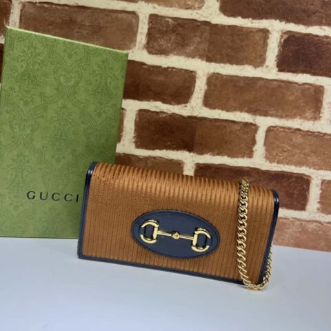 Gucci Horsebit 1955系列链条包 621892棕色灯芯绒