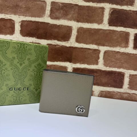 GUCCI GG Marmont系列皮革双折钱包 428726大象灰猪纹