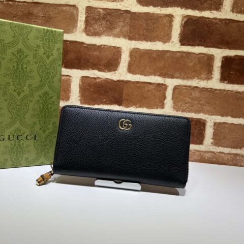 GUCCI 饰竹节全拉链式钱包 739499克色