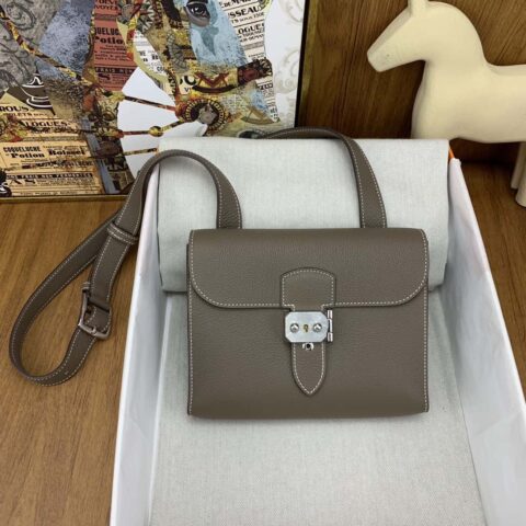 Hermès 信差包 Sac a depeches 21cm togo皮 18大象灰 银扣