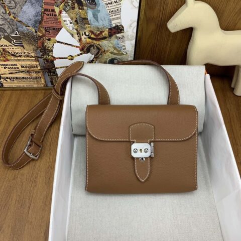 Hermès 信差包 Sac a depeches 21cm togo皮 37金棕 银扣