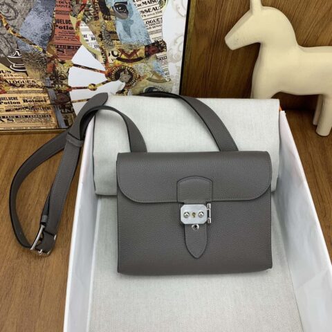 Hermès 信差包 Sac a depeches 21cm togo皮 8F锡器灰 银扣