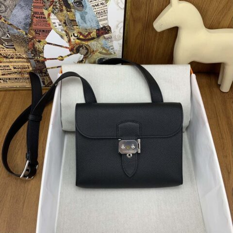 Hermès 信差包 Sac a depeches 21cm togo皮 黑色 银扣