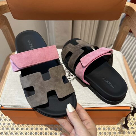 Hermès 二舅鞋 🐎🐎羊京军绿拼粉色