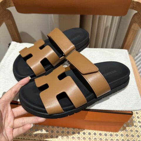 Hermès 二舅鞋 🐎🐎平纹金棕色