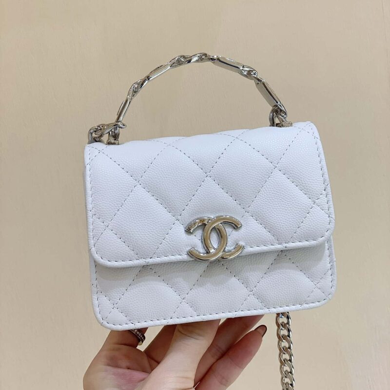 CHANEL 2022cc 春夏系列 珐琅手柄小挎包 AP2758白色