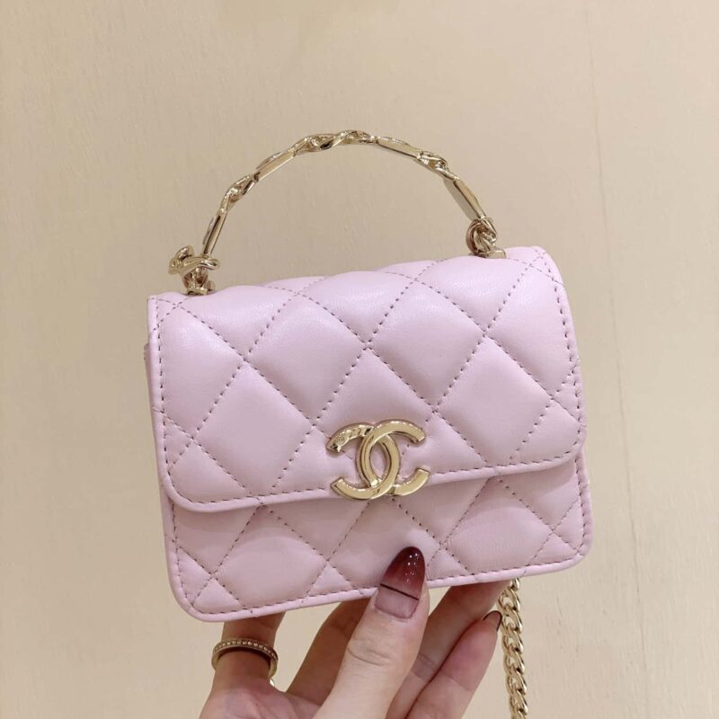 CHANEL 2022cc 春夏系列 珐琅手柄小挎包 AP2758粉色