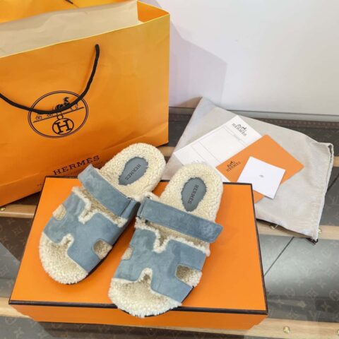 Hermès 𝟐𝟎𝟐𝟑泰迪毛二舅毛毛拖