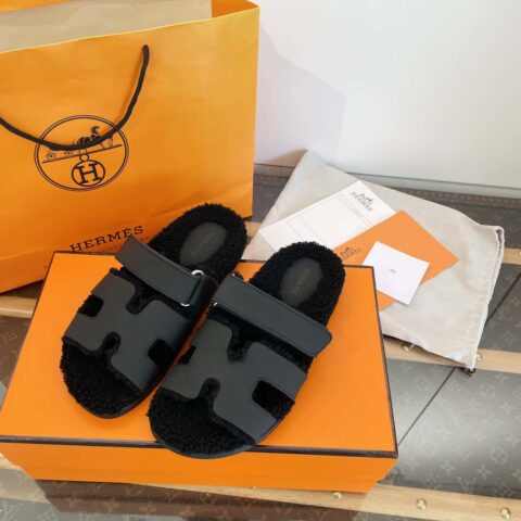 Hermès 𝟐𝟎𝟐𝟑泰迪毛二舅毛毛拖