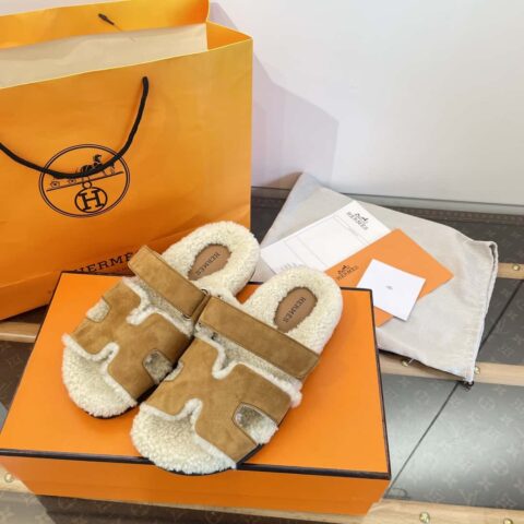 Hermès 𝟐𝟎𝟐𝟑泰迪毛二舅毛毛拖