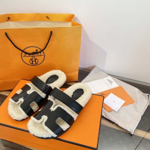 Hermès 𝟐𝟎𝟐𝟑泰迪毛二舅毛毛拖