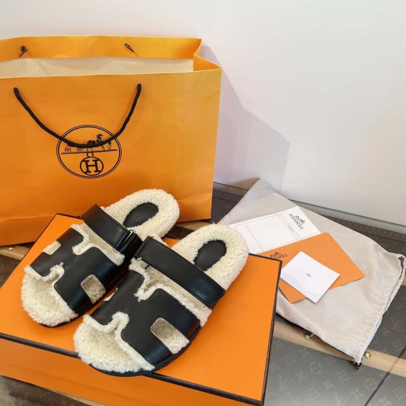 Hermès 𝟐𝟎𝟐𝟑泰迪毛二舅毛毛拖
