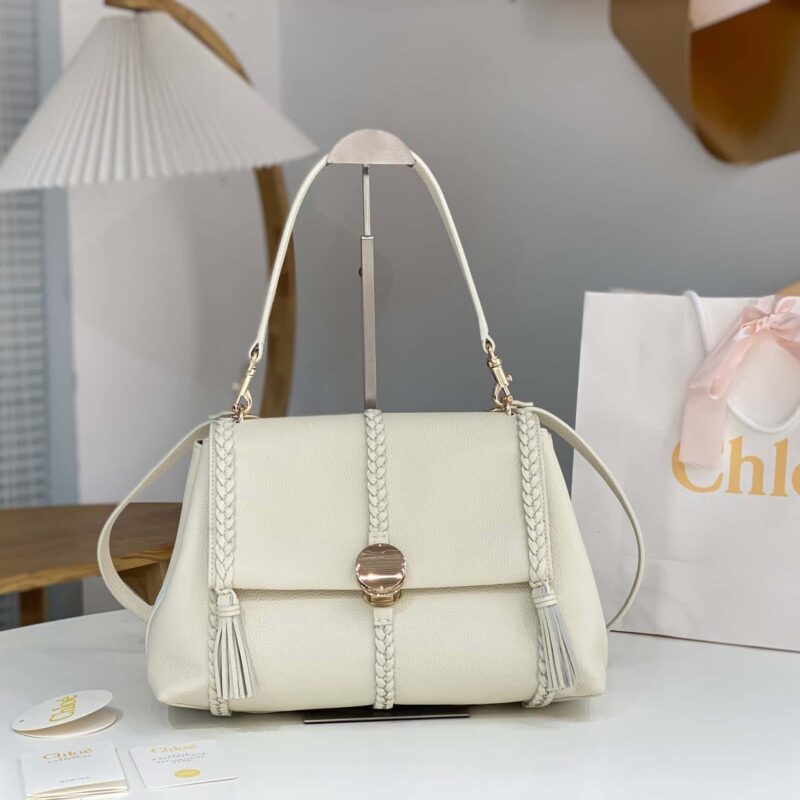 Chloe Penelope金币包 大号摔纹皮 白色35cm