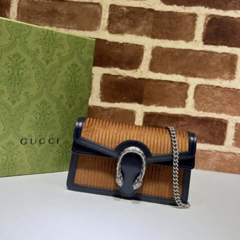 GUCCI Dionysus系列GG超迷你手袋 476432棕色灯芯绒