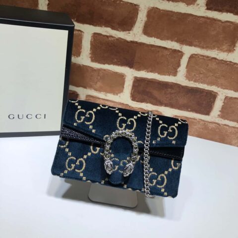 GUCCI Dionysus系列GG超迷你手袋 476432蓝绒G