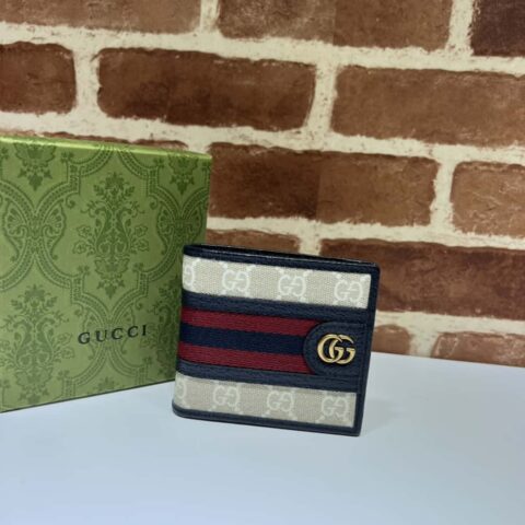 GUCCI Ophidia系列GG钱包 597606米胶/蓝猪纹