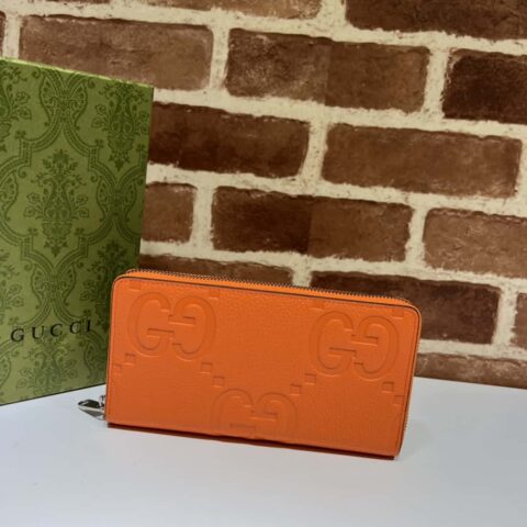 GUCCI 超级双G全拉链式钱包 739484大G橙压