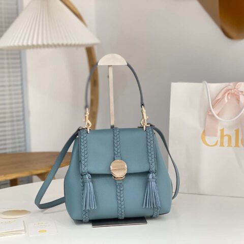 Chloe Penelope金币包 中号摔纹皮 雾霾蓝25CM