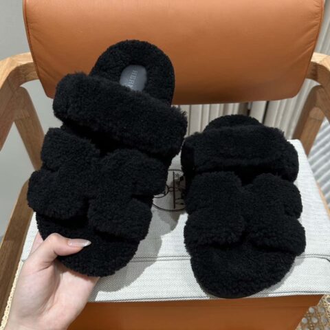 Hermès 毛绒二舅鞋 Chypre凉鞋