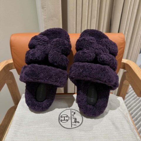 Hermès 毛绒二舅鞋 Chypre凉鞋