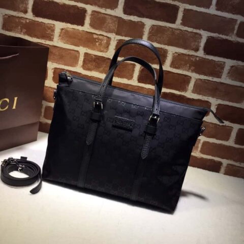 GUCCI 尼龙布压字公文包 387067克压布