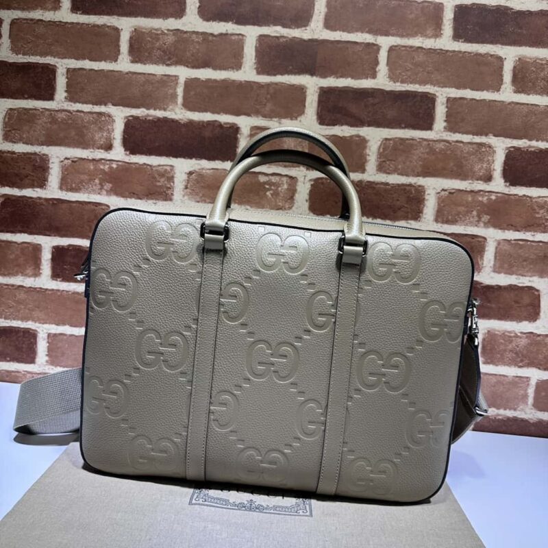 GUCCI 超级双G公文包 658573灰荔压G