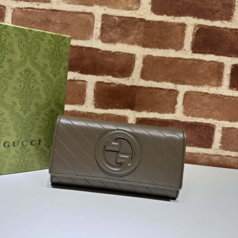 Gucci Blondie系列长款钱包 760302灰色