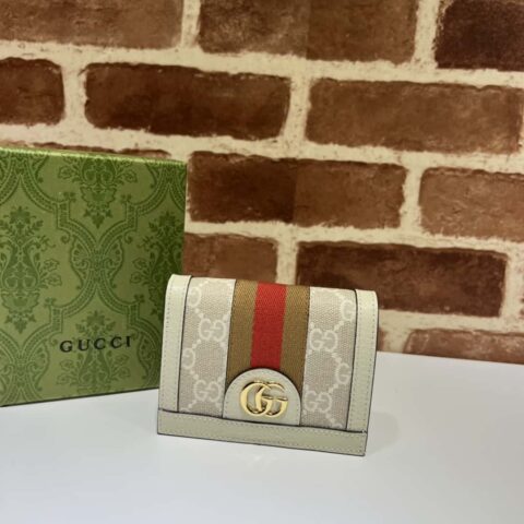 Gucci Ophidia系列GG卡包 523155米胶/米白皮