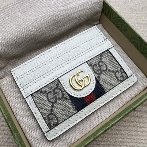 Gucci Ophidia系列GG卡片夹 523159啡白