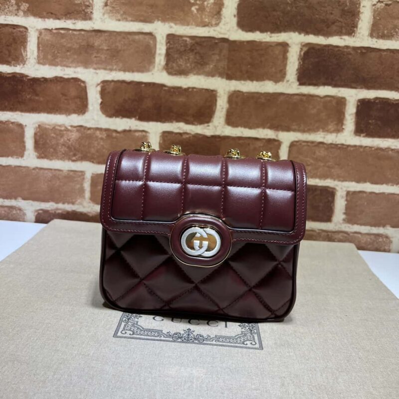 Gucci Deco系列迷你肩背包 741457酒红
