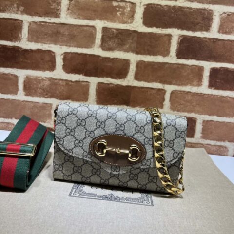 Gucci Horsebit 1955迷你袋 724713啡pvc/棕色