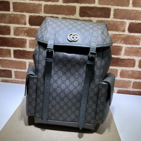 GUCCI古驰Ophidia系列中号GG背包 598140灰PVC/灰皮