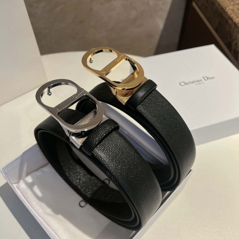 DIOR迪奥 经典金属CD扣 珍珠纹理牛皮腰带 3.5cm