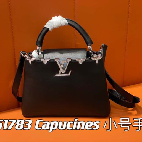 【原单精品】M51783黑色 全皮cap那英款系列 花冠拼白钻款 Capucines 小号手袋