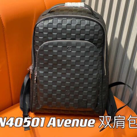 【原单精品】N40501黑色全皮压格 全皮双肩包系列 Avenue 双肩包