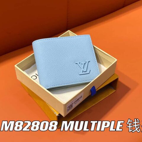 【原单精品】M82808浅蓝全皮 短款西装夹系列 MULTIPLE 钱夹 m82273 82274 Aerogram 系列
