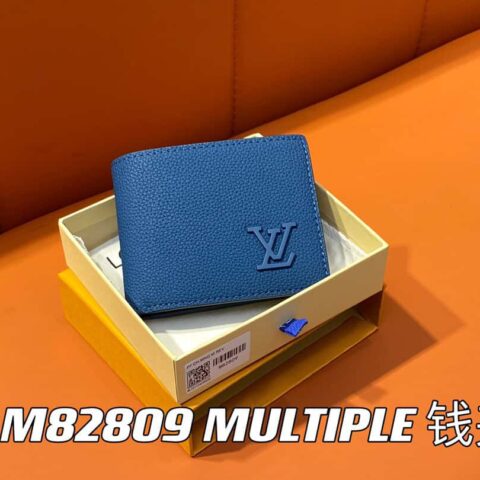 【原单精品】M82809深蓝全皮 短款西装夹系列 MULTIPLE 钱夹 m82273 82274