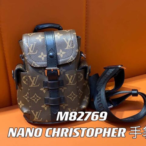 【原单精品】M82769老花 男包迷你双肩包系列 秋冬新款 NANO CHRISTOPHER 手袋  Christopher 双肩包M82769盖头背包挎包迷你背包挎包