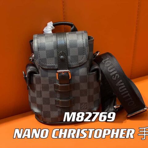 【原单精品】M82769黑格 男包迷你双肩包系列 秋冬新款 NANO CHRISTOPHER 手袋 Christopher 双肩包M82769
