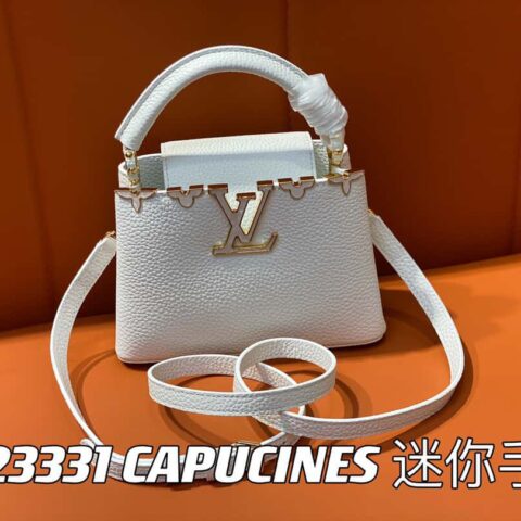 【原单精品】M23331白色 全皮cap那英款系列  CAPUCINES 迷你手袋  Capucines 迷你Flower Crown 手袋