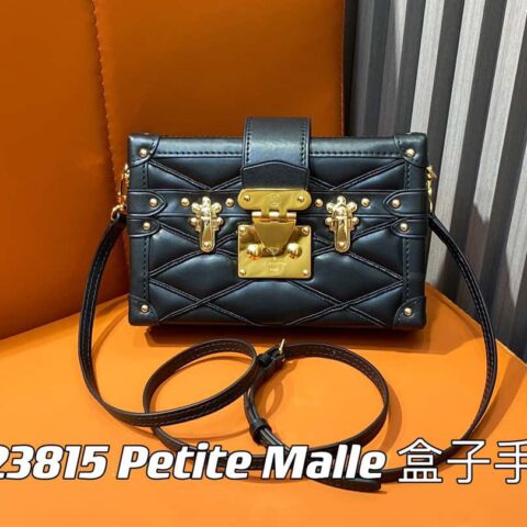 【原单精品】M23815黑色菱格 盒子包箱子系列 Petite Malle 盒子手袋