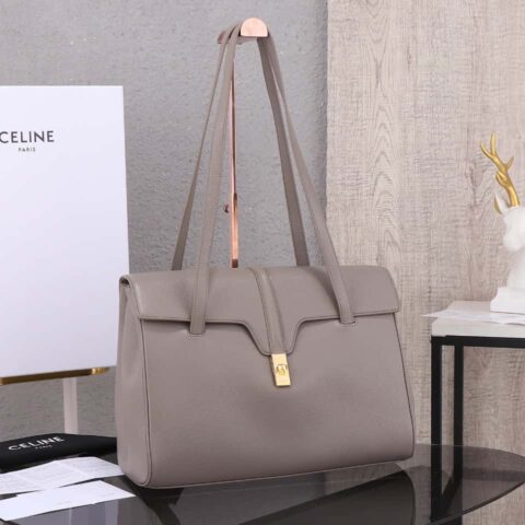 【特级品质 全钢五金】CELINE Soft 16大号 平纹牛皮革柔软手袋 编号：194043CR4.04LU