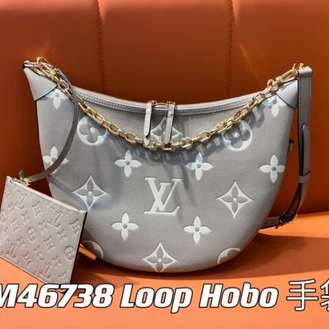 【原单精品】M46725 M46738灰丝印全皮月亮包系列 本款 Loop Hobo 手袋