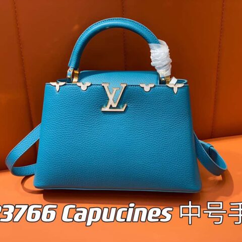 【原单精品】M23766蓝色花冠 全皮cap那英款系列 Capucines 中号手袋