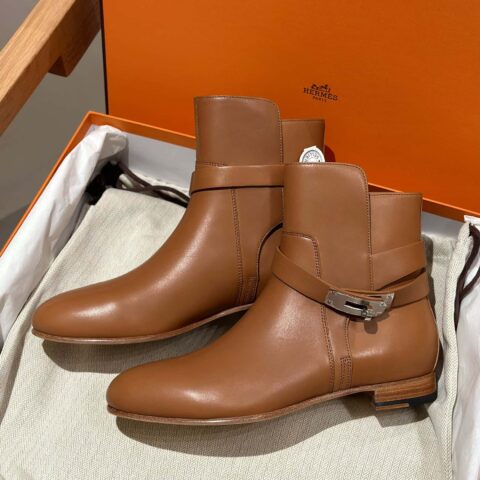 Hermès Kelly扣系列短靴 棕色