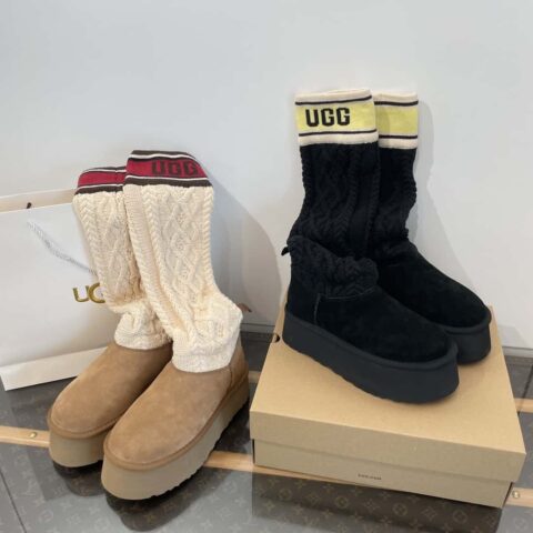 UGG 𝟐𝟎𝟐𝟑秋冬毛毛里厚底长筒针织毛线袜子靴